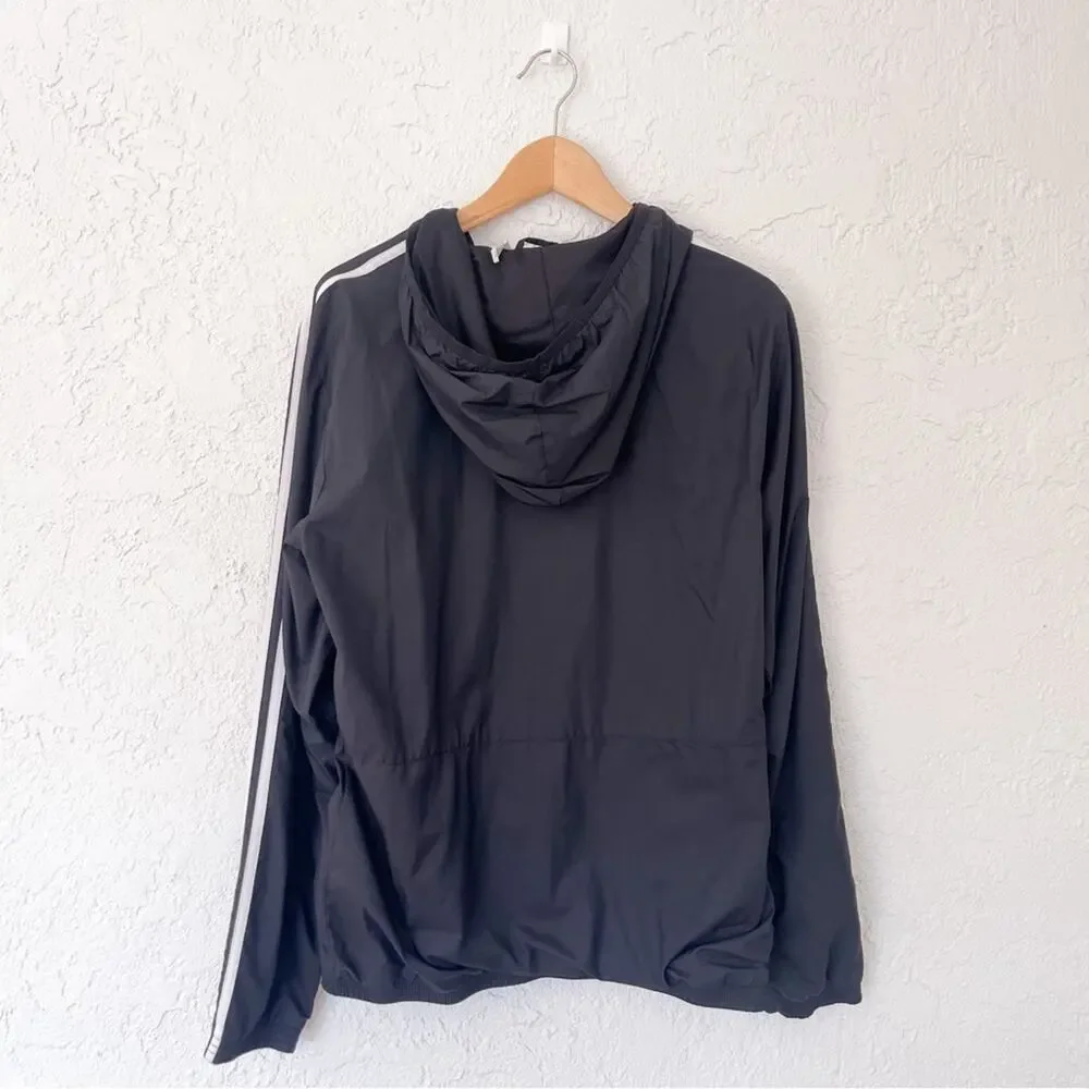 Adidas | Full Zip Black Windbreaker Jacket Medium
